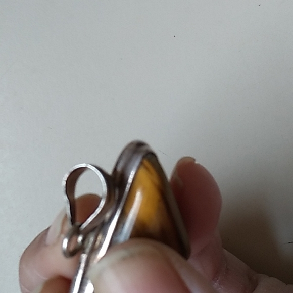 90's Vintage Tiger's Eye Silver Pendant - Picture 4 of 4